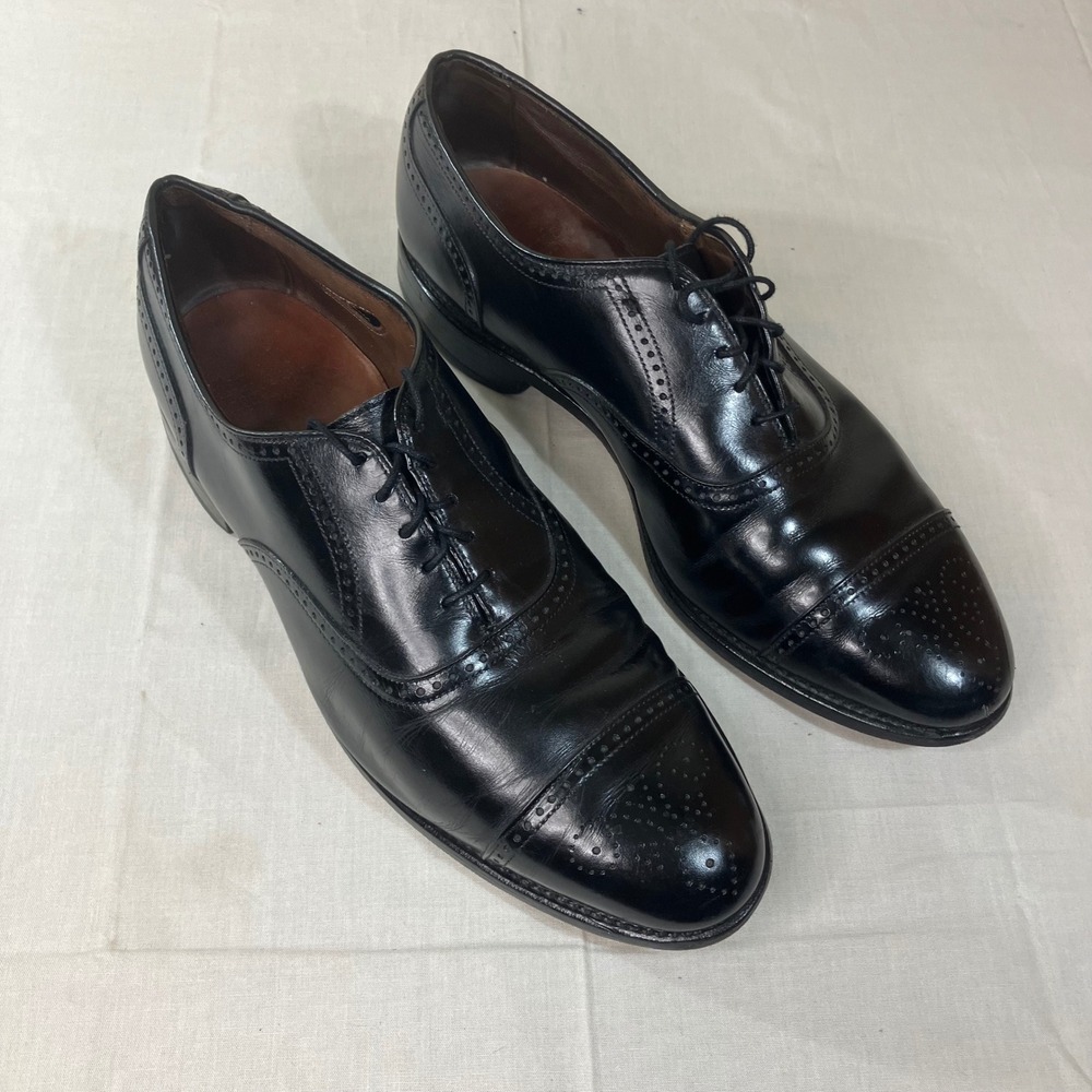 Allen Edmonds Stratton 3307 Black Leather Cap Toe Brogue Oxfords Mens 10 D